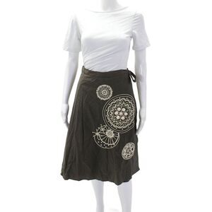 Megan Park Women's Lined Embellish Flare Wrap Tie Mini Skirt Brown Size 2